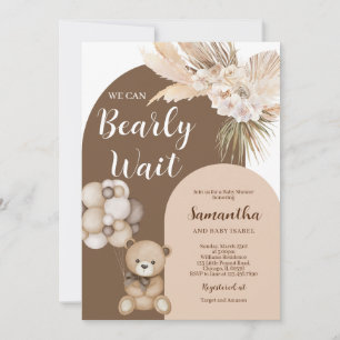 We Can Bearly Wait Gender Neutral Baby Shower Invitation