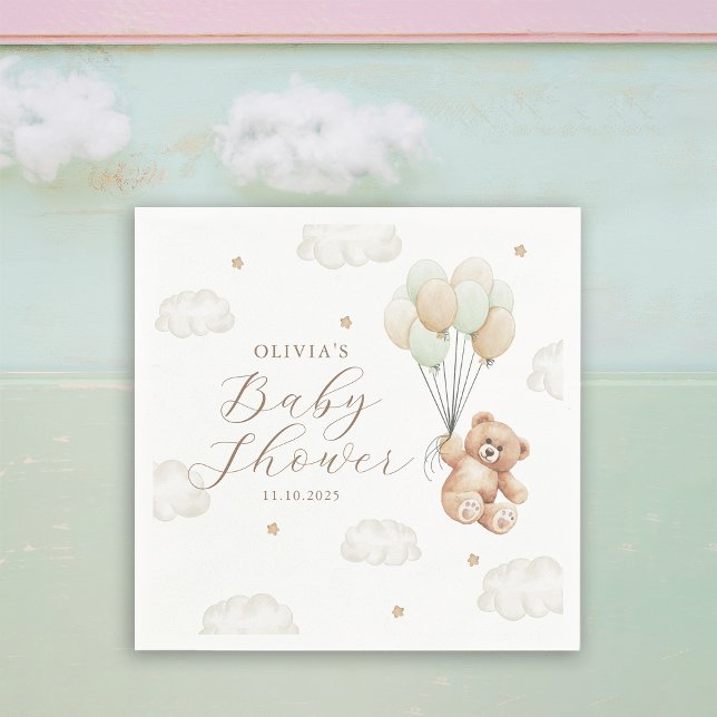 We Can Bearly Wait Gender Neutral Baby Shower Napkin (Creator Uploaded)