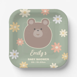 We Can Bearly Wait Gender Neutral Baby Shower Paper Plate