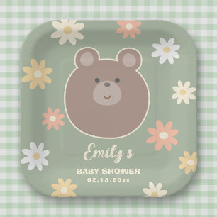 We Can Bearly Wait Gender Neutral Baby Shower Paper Plate