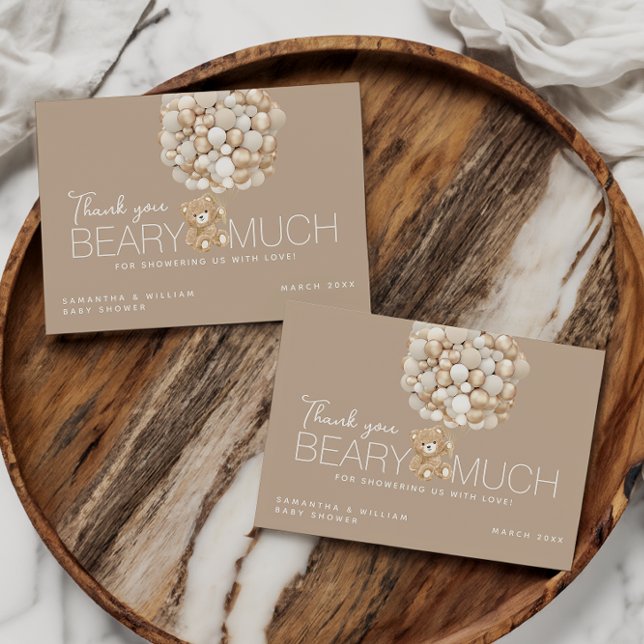 We can Bearly Wait Gender Neutral Baby Shower Thank You Card (Creator Uploaded)