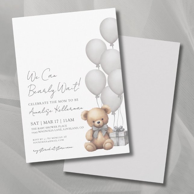 We Can Bearly Wait Gender Neutral Bear Baby Shower Invitation (We Can Bearly Wait Gender Neutral Bear Baby Shower Invitation )