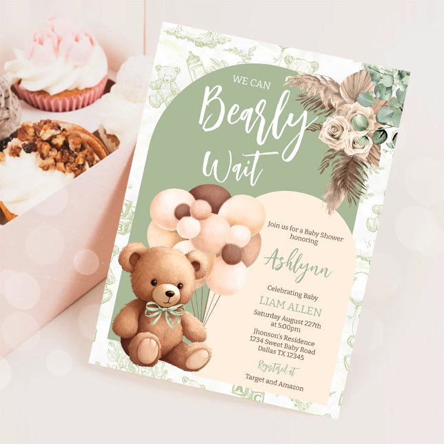 We Can Bearly Wait Gender Neutral Boho Baby Shower Invitation (Creator Uploaded)