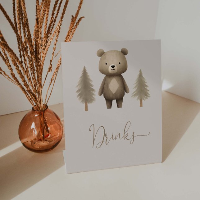 We Can Bearly Wait Gender Neutral Shower Drinks Pedestal Sign (Creator Uploaded)