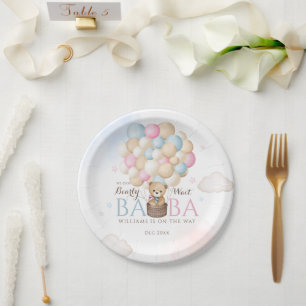 We Can Bearly Wait Gender Reveal Bear Baby Shower Paper Plate