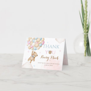 We Can Bearly Wait Gender Reveal Bear Baby Shower  Thank You Card