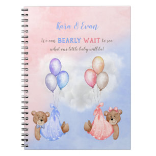 We Can Bearly Wait Gender Reveal Bears Pink Blue Notebook