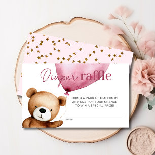 We Can Bearly Wait Girl Baby Shower Diaper Raffle Enclosure Card