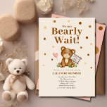 We Can Bearly Wait Girl Baby Shower  Invitation<br><div class="desc">A cute and simple watercolor,  'We Can Bearly Wait!' baby shower invitation which can be easily personalised with the inclusion of your baby shower details. This beary cute baby shower invitation has been designed for any mum-to-be expecting a baby girl.</div>