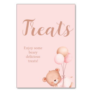 We can Bearly Wait Girl Baby shower Treats  Table Number