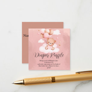 We can Bearly Wait Girl Diaper Raffle Enclosure Card
