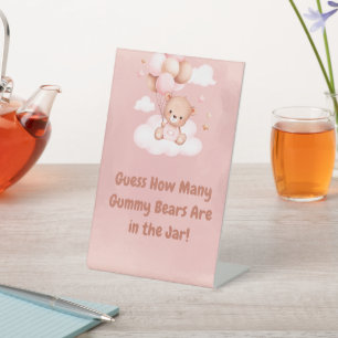 We can Bearly Wait Gummy bear game Pedestal Sign