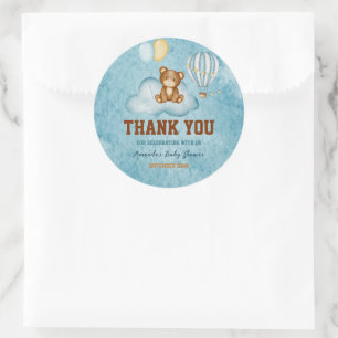 We Can Bearly Wait Hot Air Balloon Baby Shower Cla Classic Round Sticker