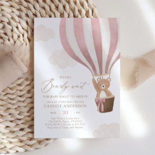 We Can Bearly Wait Hot Air Balloon Baby Shower Invitation