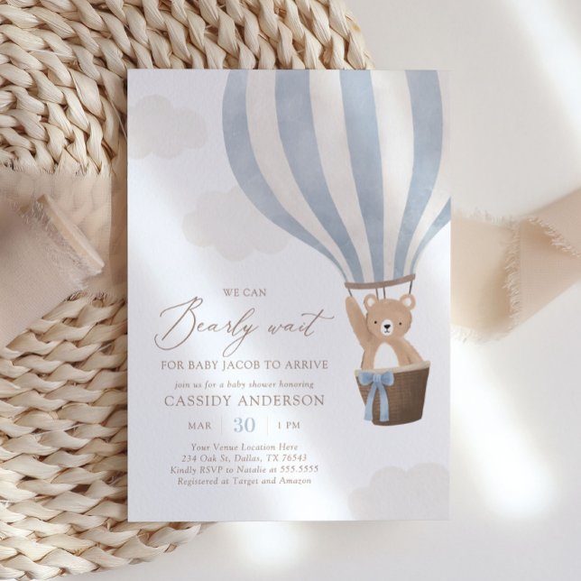 We Can Bearly Wait Hot Air Balloon Baby Shower Invitation (Creator Uploaded)