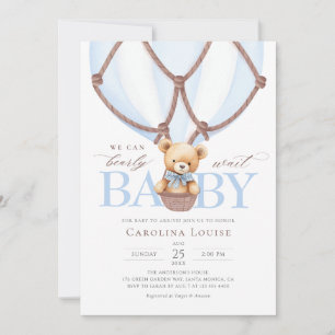 We Can Bearly Wait! Hot Air Baloon Baby Shower   Invitation