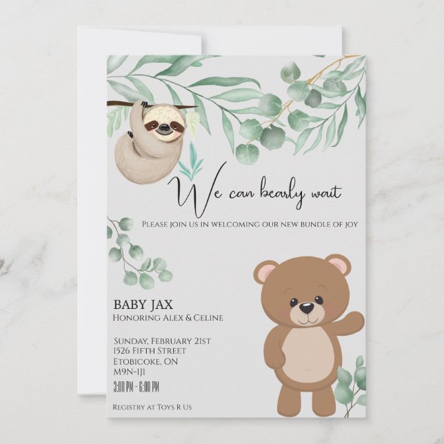 We Can Bearly Wait Invitation (Front)