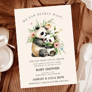 We Can Bearly Wait l Cute Watercolor Baby Shower Invitation