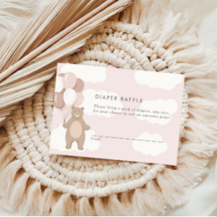 We Can Bearly Wait Light Baby Pink Raffle Shower Enclosure Card