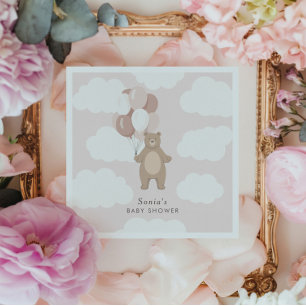 We Can Bearly Wait   Light Pink Baby Girls Napkin