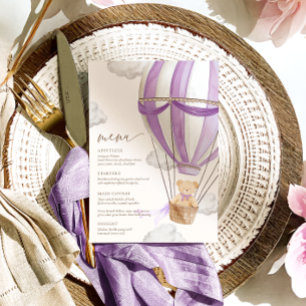 We Can Bearly Wait Lilac Purple Baby Shower Menu