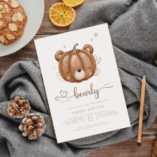 We Can Bearly Wait Little Pumpkin Baby Shower Invitation