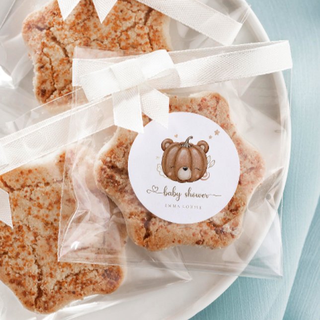 We Can Bearly Wait Little Pumpkin Bear   Classic Round Sticker (Creator Uploaded)