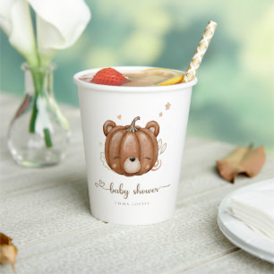 We Can Bearly Wait Little Pumpkin Bear Paper Cups