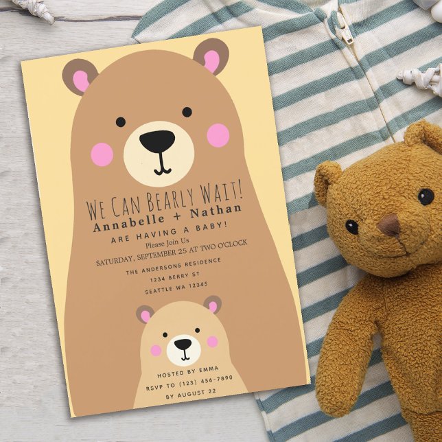 We Can Bearly Wait Mama Bear Baby shower Invitation (Creator Uploaded)