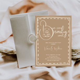 We can Bearly Wait MInimalist Modern Baby Shower Invitation