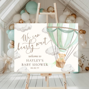 We Can Bearly Wait Mint Green Baby Shower Poster