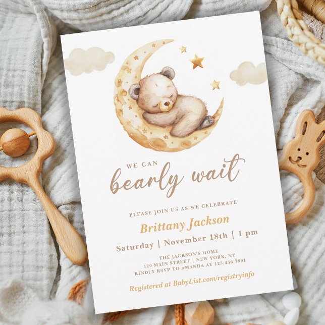 We Can Bearly Wait Moon Gender Neutral Invitation (Creator Uploaded)