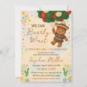 We Can Bearly Wait Muchacho Mexican Baby Shower  Invitation