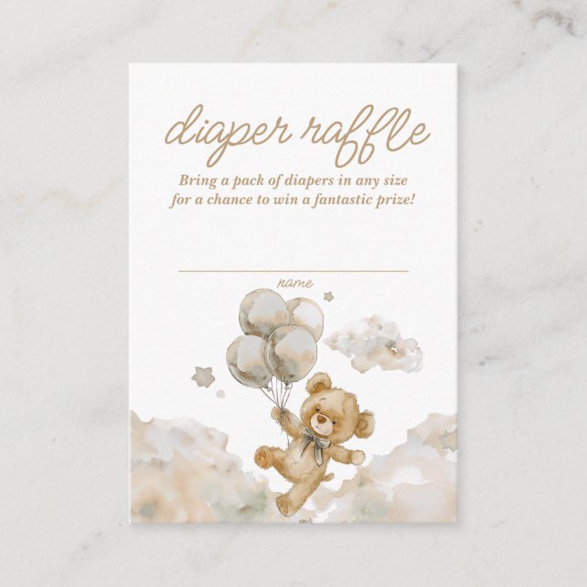 We Can Bearly Wait Neutral Baby Diaper Raffle Enclosure Card (Front)