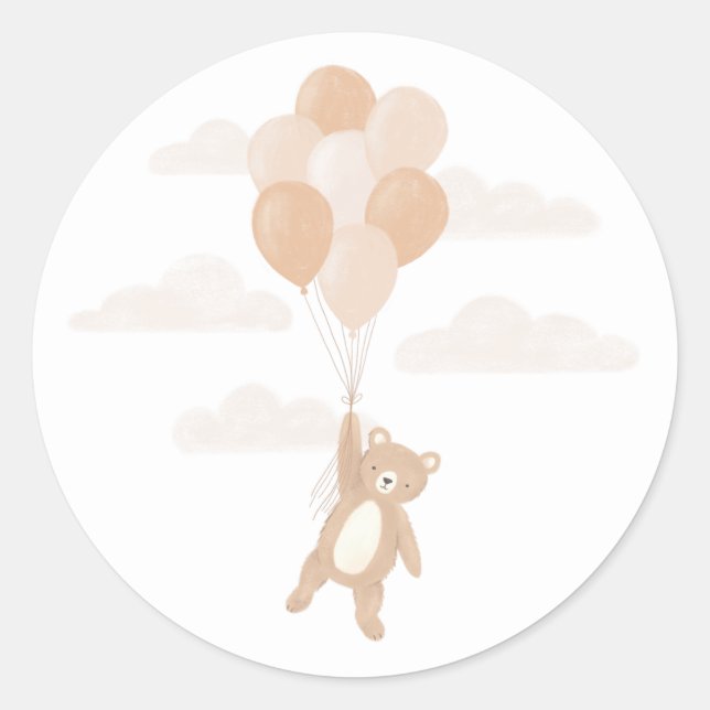 We Can Bearly Wait Neutral Baby Shower Classic Round Sticker (Front)