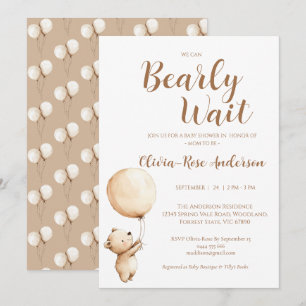 We Can Bearly Wait Neutral Baby Shower Invitation