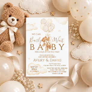 We Can Bearly Wait Neutral Baby Shower Invitation