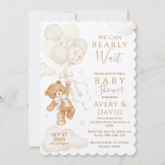 We Can Bearly Wait Neutral Baby Shower Invitation