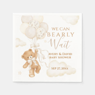 We Can Bearly Wait Neutral Baby Shower Napkin
