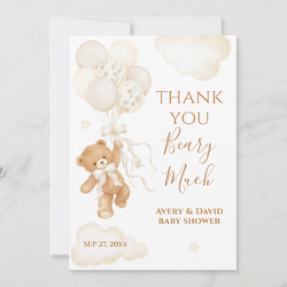 We Can Bearly Wait Neutral Baby Shower Thank You Card