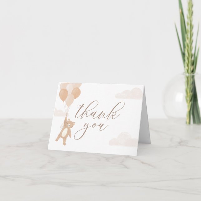 We Can Bearly Wait Neutral Baby Shower Thank You Card (Front)
