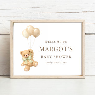 We Can Bearly Wait Neutral Baby Shower Welcome Poster
