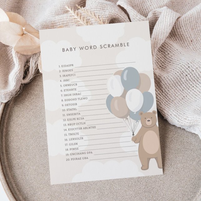 We Can Bearly Wait | Neutral Baby Word Scramble Enclosure Card (Creator Uploaded)