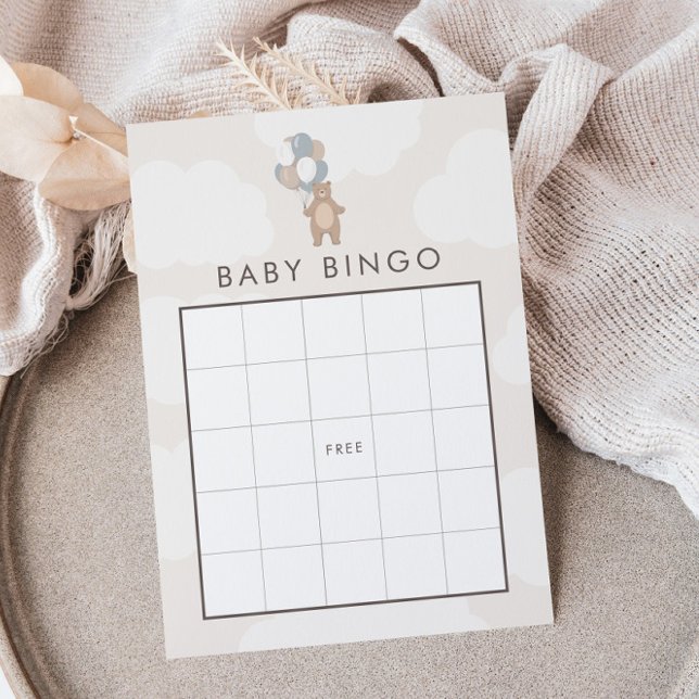 We Can Bearly Wait | Neutral Blue Baby Bingo Game Enclosure Card (Creator Uploaded)