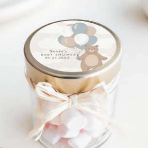 We Can Bearly Wait   Neutral Blue Boy's Classic Round Sticker