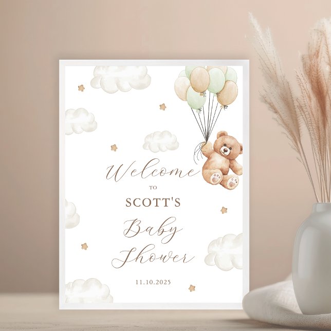 We Can Bearly Wait Neutral Welcome Baby Shower Poster (Creator Uploaded)