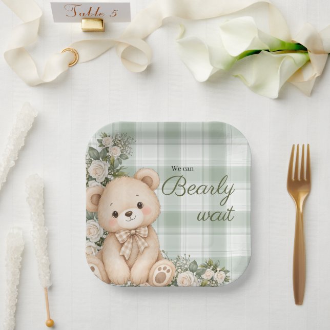 We can bearly wait  paper plate (Wedding)