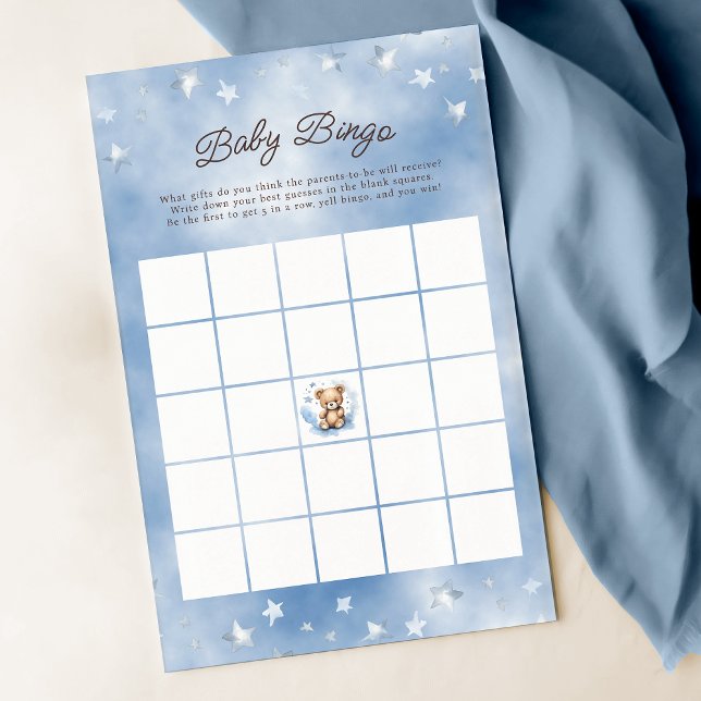 We Can Bearly Wait Pastel Blue Baby Bingo Game (Creator Uploaded)