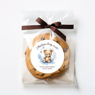 We Can Bearly Wait Pastel Blue Favour Sticker