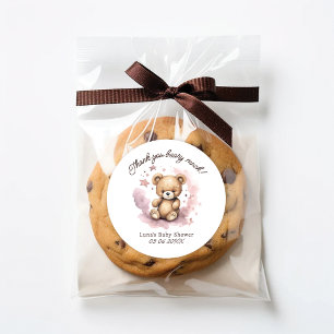 We Can Bearly Wait Pastel Pink Favour Sticker